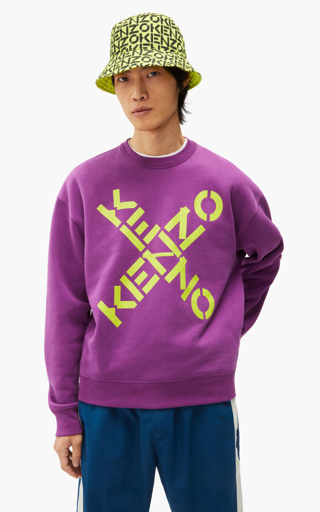 Sweat Kenzo Sport Big X Homme Violette | DQFT-49350